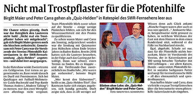 Artikel Rheinpfalz vom 20.02.2018